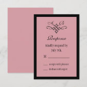 Zijn & haar Monogram bruiloft RSVP in roze Kaartje (Voorkant / Achterkant)