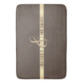 Zijn & Haar Naam, Gouden Streep op Bruin Badmat (Voorkant Verticaal)