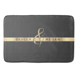 Zijn & Haar Namen, Gouden Streep op Donkergrijs Badmat