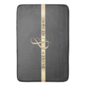 Zijn & Haar Namen, Gouden Streep op Donkergrijs Badmat (Voorkant Verticaal)