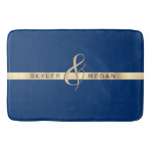 Zijn & Haar Namen, Gouden Streep op Royal Blue Badmat (Voorkant)