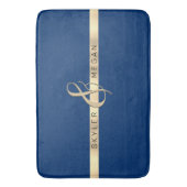 Zijn & Haar Namen, Gouden Streep op Royal Blue Badmat (Voorkant Verticaal)