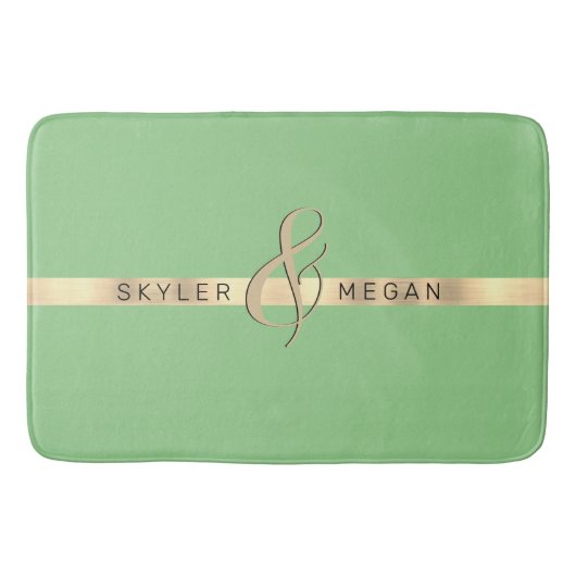 Zijn & Haar namen, Gouden Streep op Sage Badmat (Voorkant)
