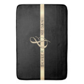 Zijn & Haar namen, Gouden Streep op Zwart Badmat (Voorkant Verticaal)