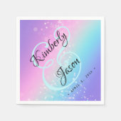 Zijn/haar namen, script belettering Star Bokeh Wed Servet (Voorkant)