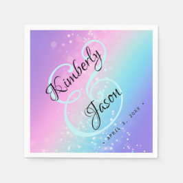 Zijn/haar namen, script belettering Star Bokeh Wed Servet