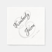 Zijn & Haar namen, Script Lettering, VS 2 Bruiloft Servet (Voorkant)