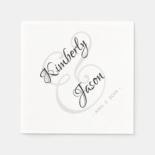 Zijn & Haar namen, Script Lettering, VS 2 Bruiloft Servet (Voorkant)