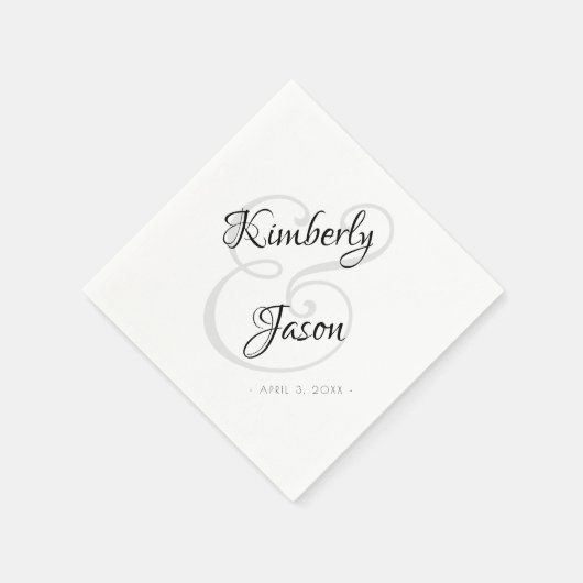 Zijn & Haar namen, Script Lettering, VS 2 Bruiloft Servet (Hoek)