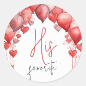 Zijn, haar, onze favoriete snack bruiloft favor ronde sticker (Voorkant)