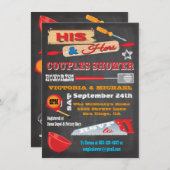 Zijn & haar paar-koppels kerkbordschoeisel nodigt kaart (Voorkant / Achterkant)