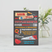 Zijn & haar paar-koppels kerkbordschoeisel nodigt  kaart (Staand voorkant)