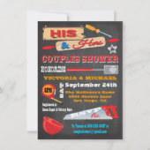 Zijn & haar paar-koppels kerkbordschoeisel nodigt  kaart (Voorkant)