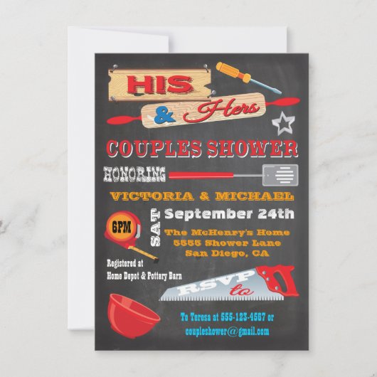 Zijn & haar paar-koppels kerkbordschoeisel nodigt  kaart (Voorkant)