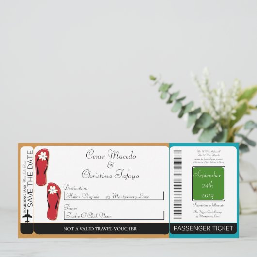 Zijn/haar sandalen instapkaart bruiloft uitnodigin kaart (Staand voorkant)