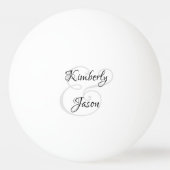 Zijn & Haar Schrift Namen, Zwart & Grijs Pingpongbal (Voorkant)