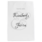 Zijn & Haar Script Namen & Datum, Zwart & Grijs Medium Cadeauzakje (Voorkant)