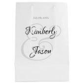 Zijn & Haar Script Namen & Datum, Zwart & Grijs Medium Cadeauzakje (Achterkant)