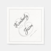 Zijn & Haar Script Namen, Grijze Rand vs 2 Bruilof Servet (Voorkant)