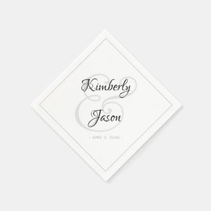 Zijn & Haar Script Namen, Grijze Rand vs 2 Bruilof Servet