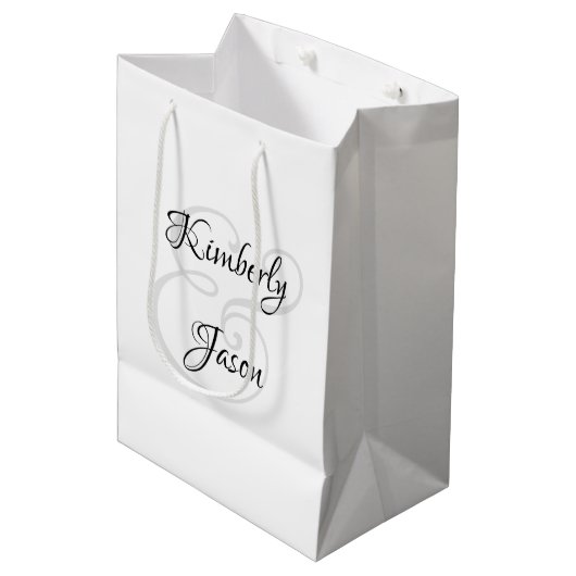 Zijn & Haar script namen, Zwart & Grijs Medium Cadeauzakje (Voorkant Gekanteld)