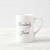 Zijn & Haar Script Namen, Zwart & Grijs Porselein Kop (Rechts)