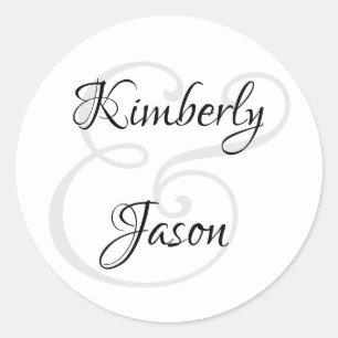 Zijn & Haar script namen, zwart & grijs sleutelhan Ronde Sticker