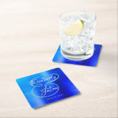 Zijn & haar scriptnamen, geborsteld Blue Metal Wed Kartonnen Onderzetters (Insitu)