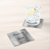 Zijn/haar scriptnamen, geborsteld zilveren bruilof kartonnen onderzetters (Insitu)
