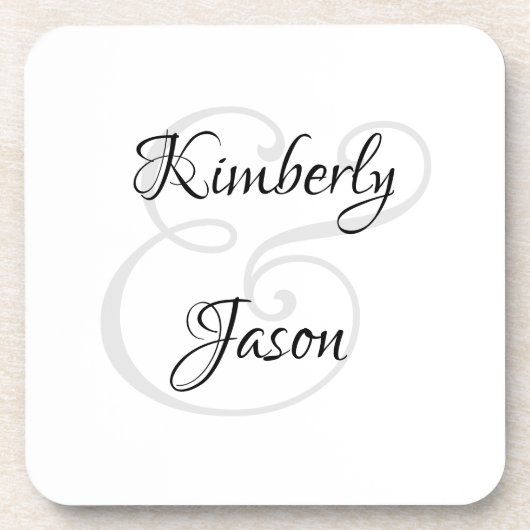 Zijn & haar scriptnamen, zwart & grijs bier onderzetter (Voorkant)