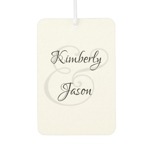 Zijn & haar scriptnamen, zwart & grijs luchtverfrisser (Voorkant)