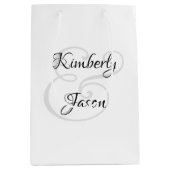 Zijn & haar scriptnamen, zwart & grijs medium cadeauzakje (Voorkant)