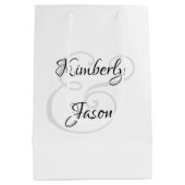 Zijn & haar scriptnamen, zwart & grijs medium cadeauzakje (Achterkant)