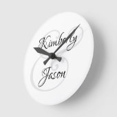 Zijn & haar scriptnamen, zwart & grijs ronde klok (Hoek)