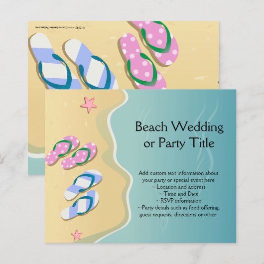 Zijn/haar Teenslippers op het strand bruiloft (Voorkant / Achterkant)