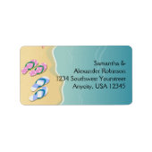 Zijn/haar Teenslippers op het strand bruiloft Etiket (Voorkant)