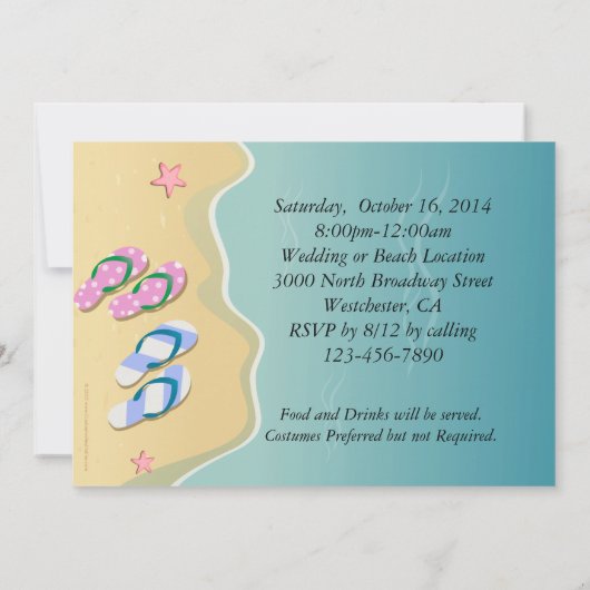 Zijn/haar Teenslippers op het strand bruiloft Kaart (Achterkant)