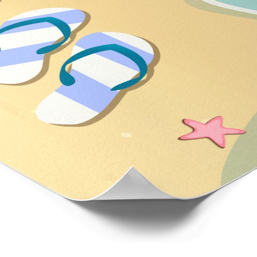 Zijn/haar Teenslippers op het strand bruiloft Poster (Hoek)