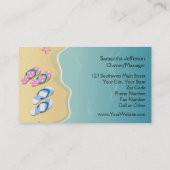 Zijn/haar Teenslippers op het strand bruiloft Visitekaartje (Achterkant)