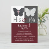 Zijn & Haar Vlinders Bachelor+ette Feestje Kaart (Staand voorkant)