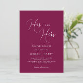 Zijn & Hars Simple Merlot Koppel Shower Bruids- Kaart (Staand voorkant)