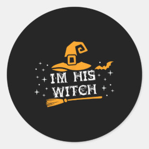 Zijn heks bijpassende koppels Halloween kostuum vo Ronde Sticker