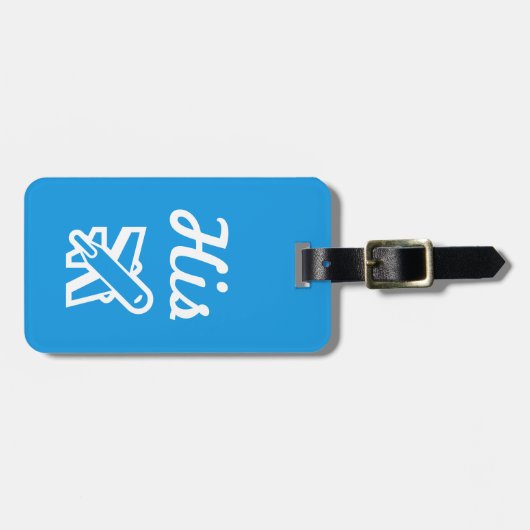 Zijn Helderblauw en wit Bagagelabel (Voorkant horizontaal)