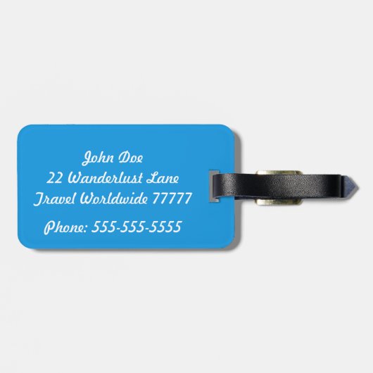 Zijn Helderblauw en wit Bagagelabel (Achterkant horizontaal)