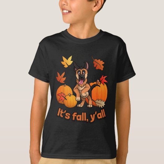 Zijn herfst Yall Duitse herder puppy Herfst Thanks T-shirt (Voorkant)