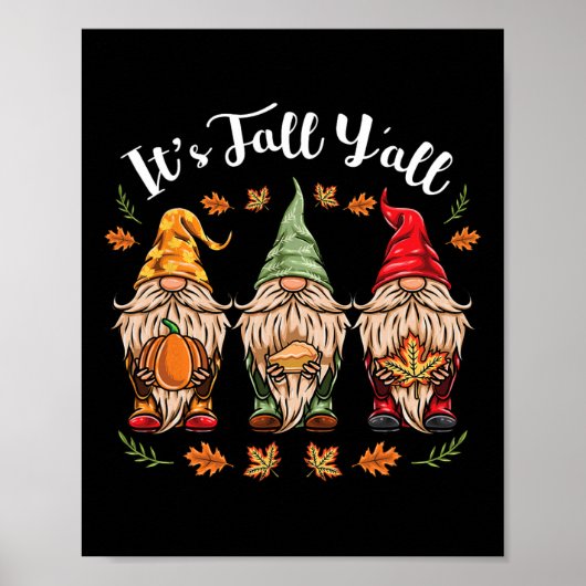 Zijn Herfst Y'all Gnomes Thanksgiving Poster (Voorkant)