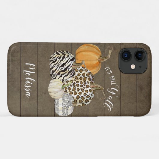 Zijn Herfst Y'all Leopard Zebra pompoenen w Wood Case-Mate iPhone Case (Achterkant (horizontaal))