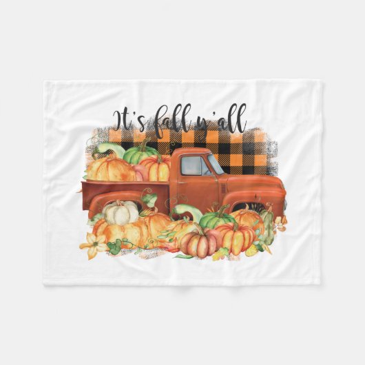 Zijn Herfst Yall Quote |  vrachtwagen met pompoene Fleece Deken (Voorkant (Horizontaal))