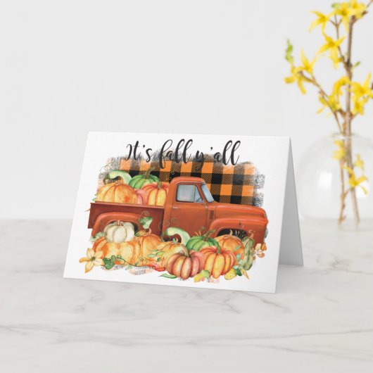 Zijn Herfst Yall Quote |  vrachtwagen met pompoene Kaart (Gele Bloem)