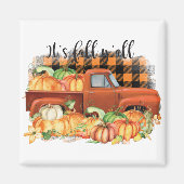Zijn Herfst Yall Quote |  vrachtwagen met pompoene Magneet (Voorkant)